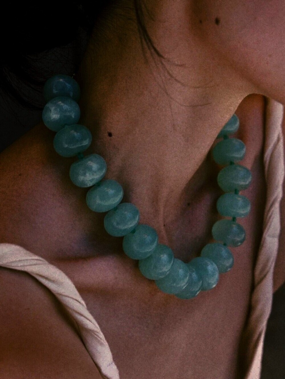 New! Aqua Marine Blue Bead Statement Necklace • (1035) NWOT